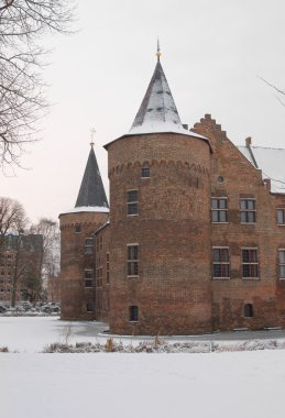 Medieval castle in helmond in the snow clipart