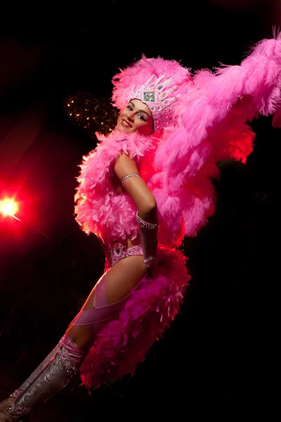 Cabaret dancer over dark background — Stock Photo, Image