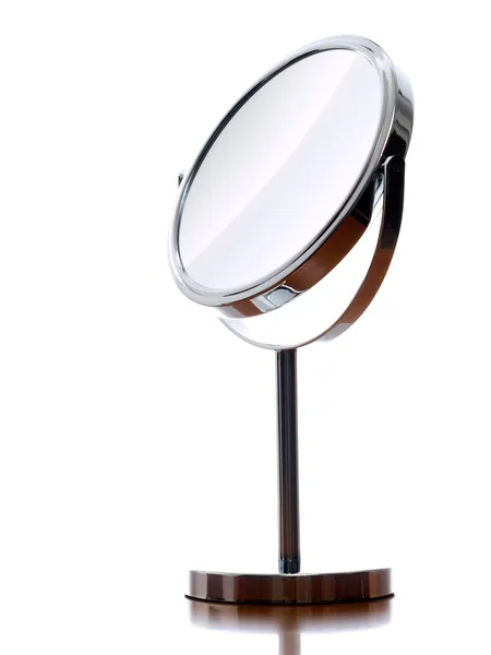Espelho Mesa Redonda Fundo Branco — Fotografia de Stock