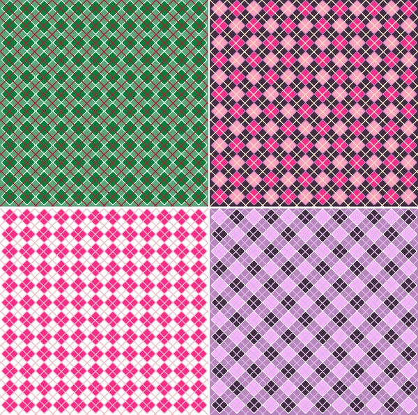 stock vector A set of four colored seamless tartan patterns. Vector illustration.