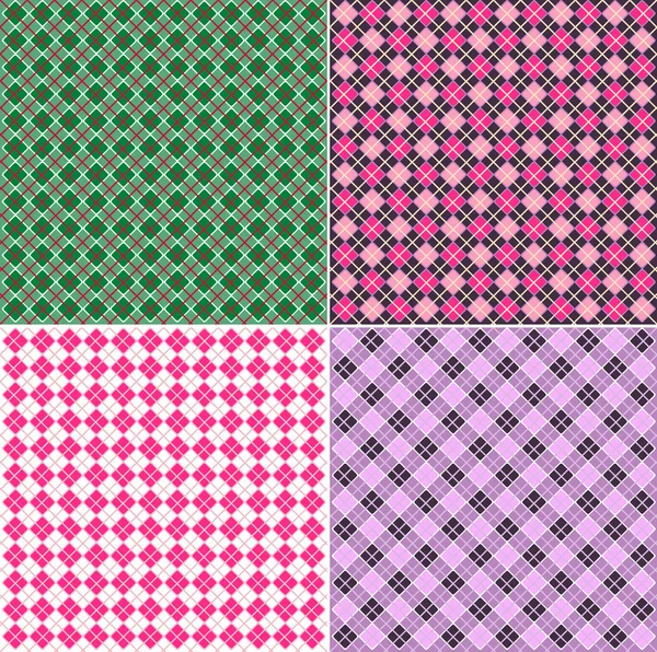 Stock vector A set of four colored seamless tartan patterns. Vector illustration.