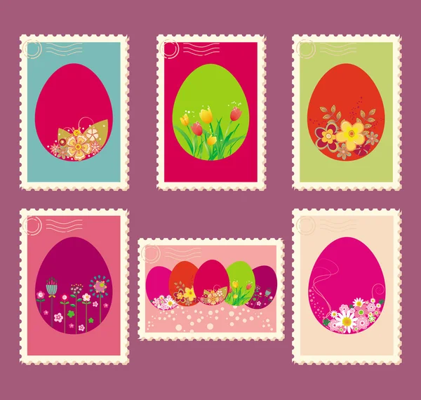 Easter postage stamps — Stock Vector
