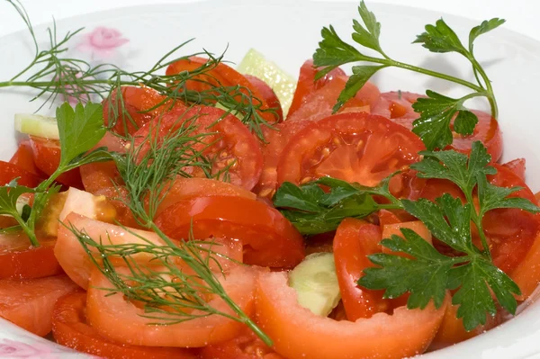 stock image Salad with fresh tomatoes and cucumbers