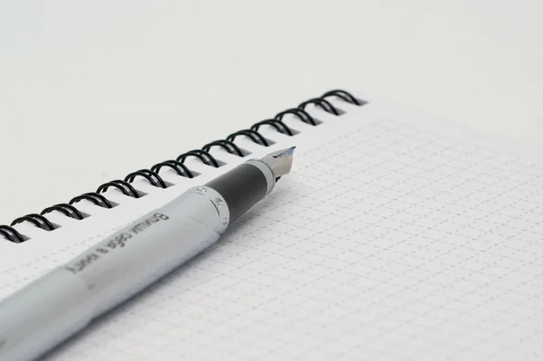 Шариковая ручка на блокноте — стоковое фото