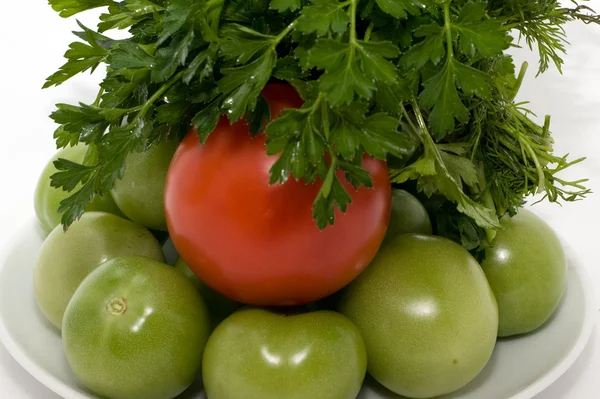 Tomaten und frische Kräuter — Stockfoto