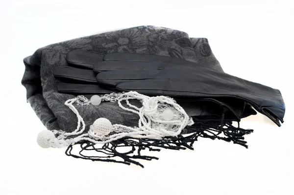 玻璃珠、 手套和围巾 — 图库照片