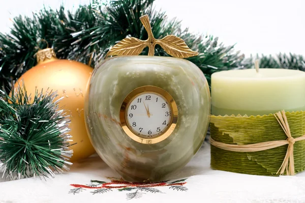 Desktop Clock and candle — Stock Photo, Image