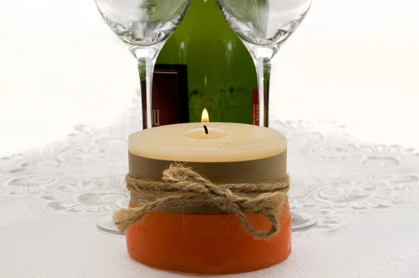 Candle and wine — Stock Photo, Image