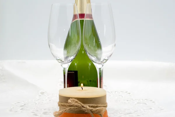 Gyertyát, és a bor — Stock Fotó