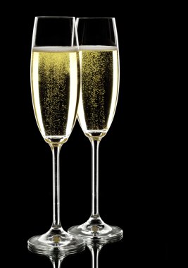 Two glasses of sparkling wine clipart