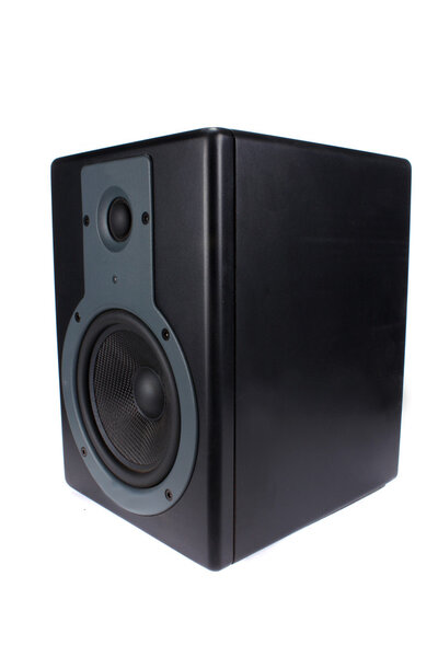 A professional speaker or monitor used in music studios,isolated on white studio background.