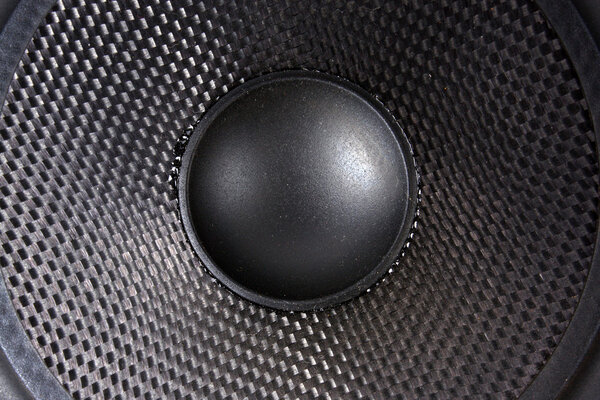 A background of a music speakers woofer.