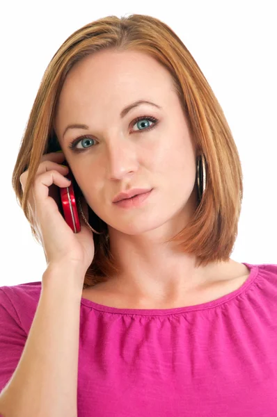 Vacker kvinna pratar på mobil — Stockfoto