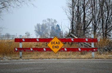 Dead end sign and barricade clipart