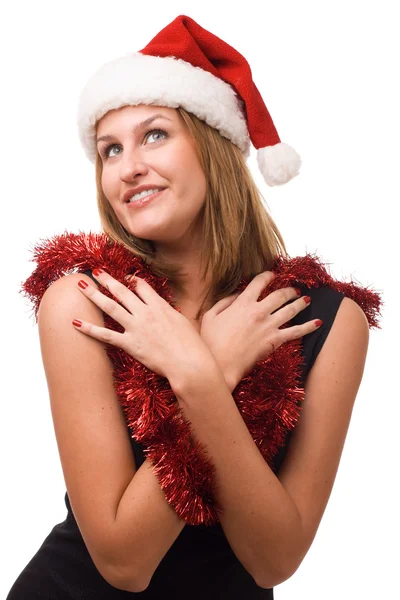 Mosolygó nő tartja karácsonyi játék — Stock Fotó