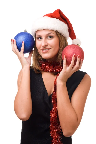 Smiling women holding christmas toy — Stock Photo, Image