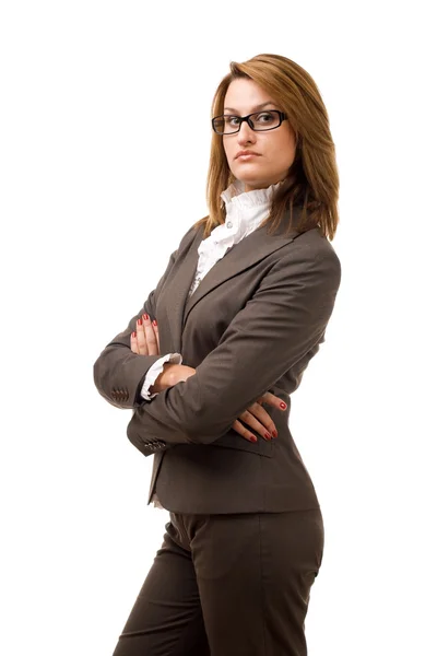 Portrait of serious young woman in glasses — Stock Photo, Image