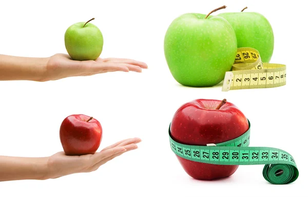 Collage of four pictures of apple — Stock Photo, Image