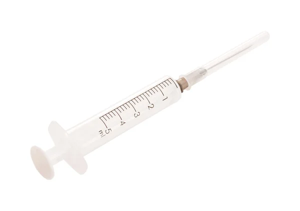 Single Use Syringe Needle Isolated White Background — Stock Photo, Image