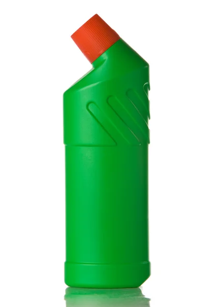 Wassen van vloeistof in de groene fles — Stockfoto