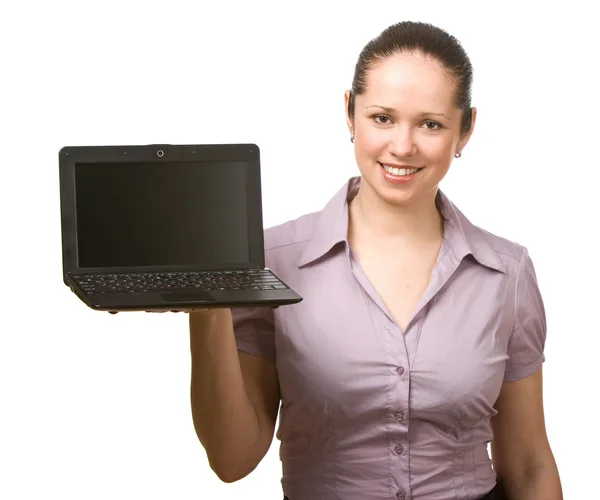 Молодая женщина с ноутбуком — стоковое фото