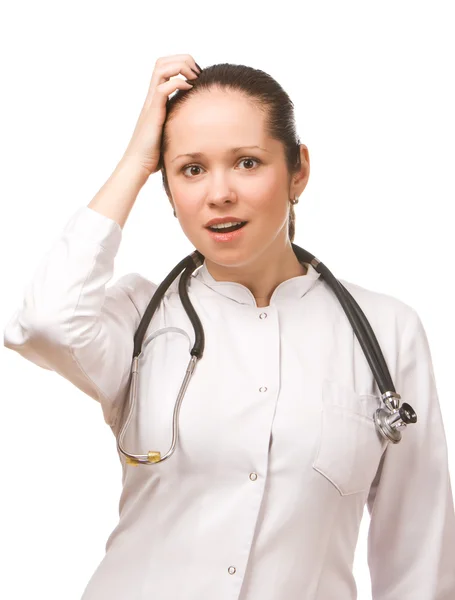 Surprised beautiful young doctor — Stock Photo, Image