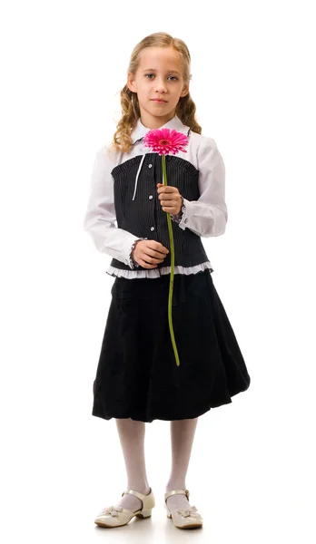 Retrato de uma jovem menina bonita com flor — Fotografia de Stock