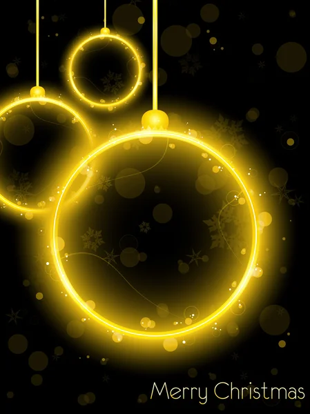 Vánoční koule zlaté neon na černém pozadí — Stockový vektor