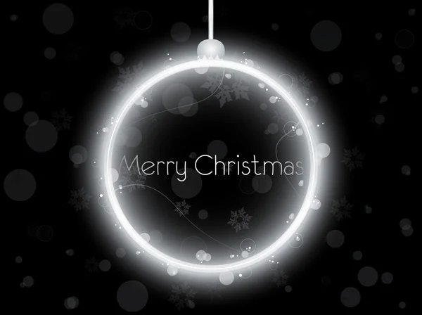 Boule de Noël au néon argent sur fond noir — Image vectorielle