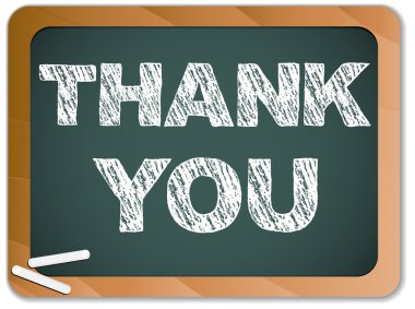 Blackboard with Thank You Message written with Chalk clipart