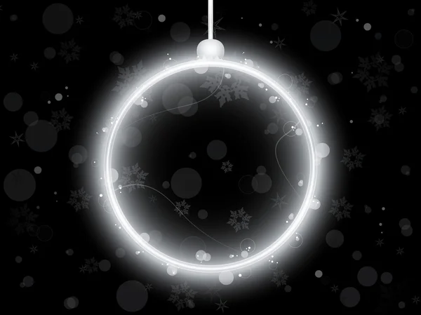 Bola de Navidad de neón de plata sobre fondo negro — Vector de stock