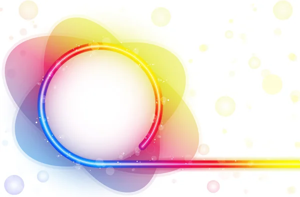 Regenboog cirkel grens met sparkles en swirls. — Stockvector