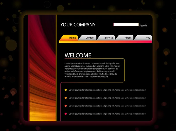 Website Layout Template in Red and Yellow Colors — Stock Vector