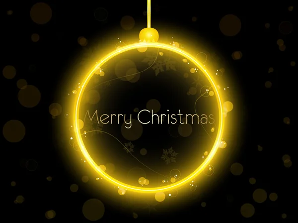 Χρυσή νέον Χριστουγεννιάτικη Χοροεσπερίδα σε μαύρο φόντο — Διανυσματικό Αρχείο