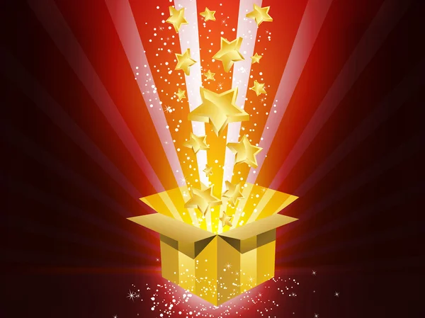 Vánoční zlaté dárkové krabice s hvězdami — Stockový vektor