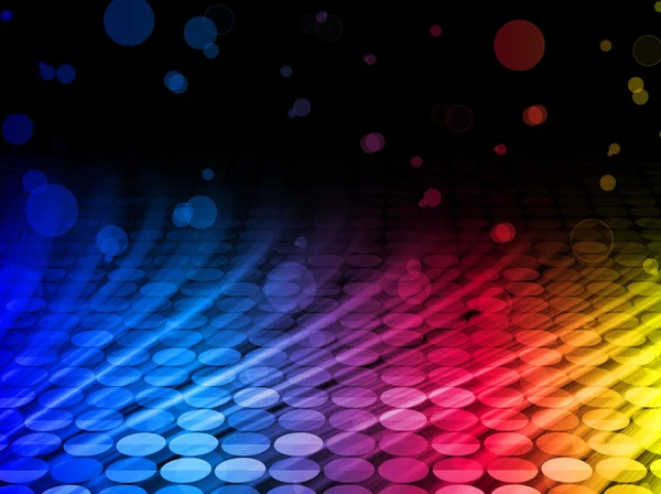 Disco abstraktní barevné vlny na černém pozadí — Stockový vektor