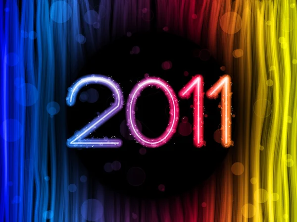 2011 Ondas coloridas abstratas em fundo preto — Vetor de Stock