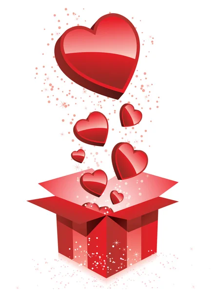 Vector Feliz Día San Valentín Regalo Con Corazones — Archivo Imágenes Vectoriales