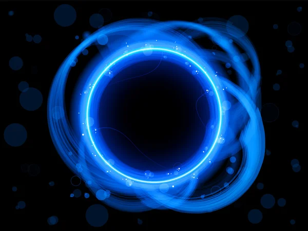 Blauer Kreisrand mit Funkeln und Wirbeln. — Stockvektor