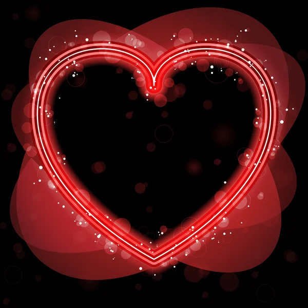 Vecteur Bordure Coeur Rouge Avec Étincelles Tourbillons — Image vectorielle