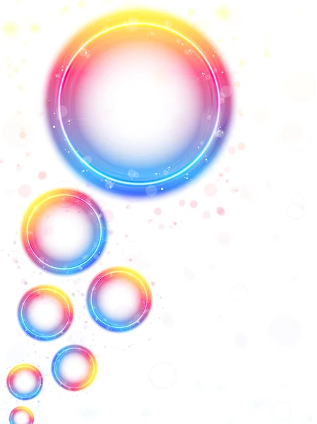 Vettore Sfondo Rainbow Circle Bubbles Con Sparkles Vortici — Vettoriale Stock