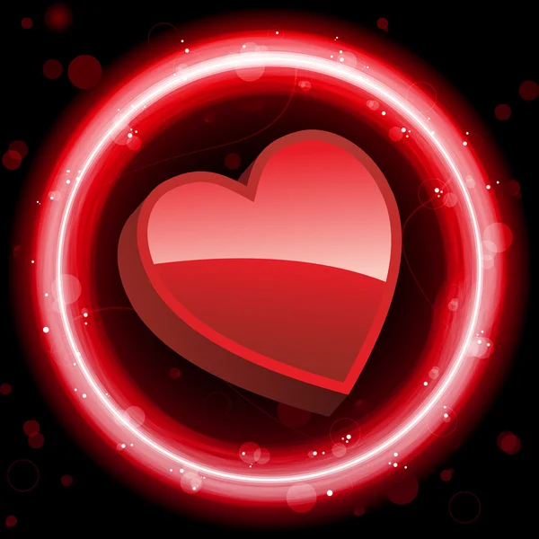 Bordure coeur rouge avec étincelles et tourbillons . — Image vectorielle