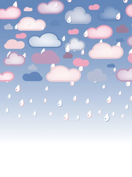Vector Βροχή Και Σύννεφα Ρετρό Φόντο Σεζόν Φθινόπωρο — Διανυσματικό Αρχείο