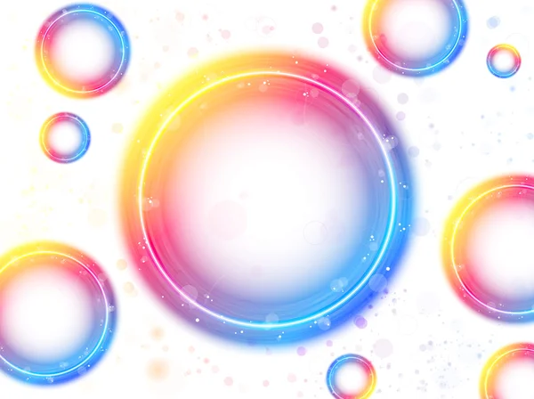 彩虹圈气泡背景与火花和漩涡. — 图库矢量图片