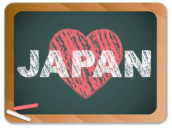 黒板に日本の愛。地震と津波のデザイン — ストックベクタ