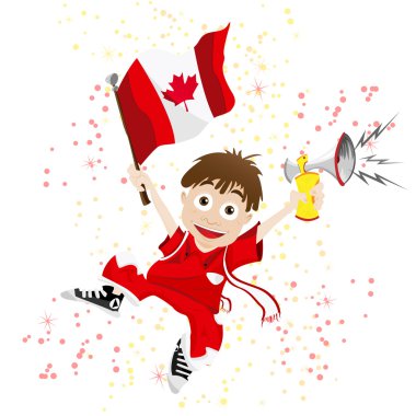 Canda Sport Fan with Flag and Horn clipart