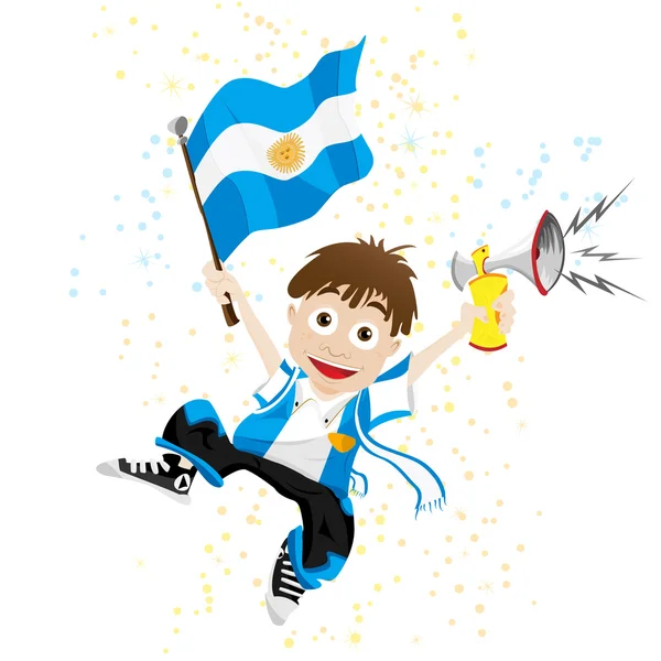Аргентина спорт вентилятор з прапором і роги — стоковий вектор