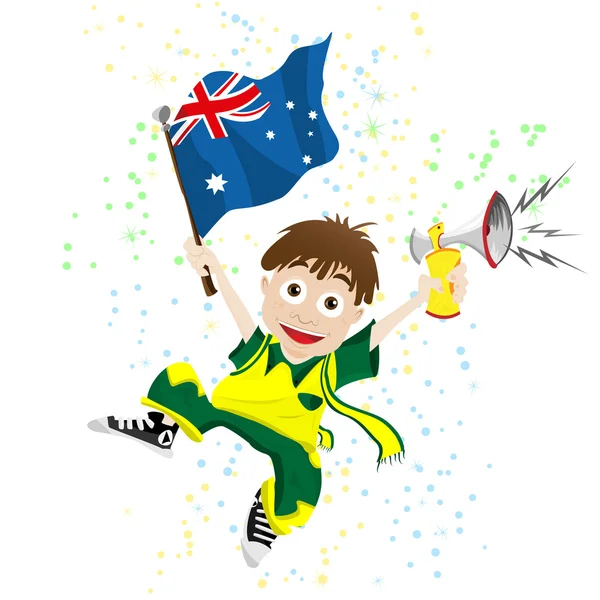 Avustralya spor meraklısı bayrak ve boynuz — Stok Vektör