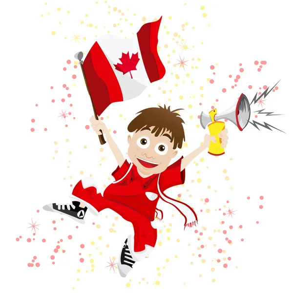 Kanada spor meraklısı bayrak ve boynuz — Stok Vektör