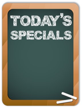 Blackboard with Today's Specials Message written with Chalk clipart